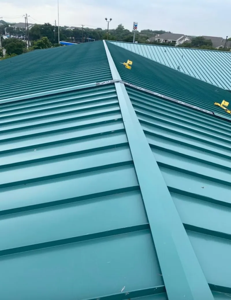 Green commercial metal roof ridge and valley for Metal Roof Repair in Mountain Brook